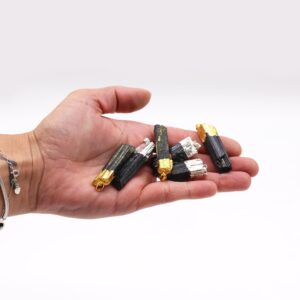 Assorted gemstone pendants featuring Indian tourmaline and silver plating.