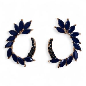 Royal Blue vintage glass loop earrings with stainless steel accents.