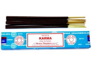 Satya Karma Incense sticks in a decorative packaging, perfect for creating a calming atmosphere.