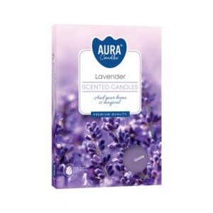 Set of 6 lavender scented tealights for a calming atmosphere.