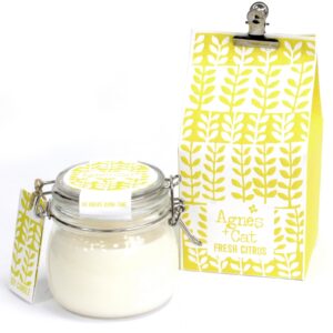 Kilner jar candle with a fresh citrus scent, perfect for uplifting any space.