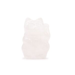 Rose quartz lucky cat figurine, symbolising prosperity and good fortune.