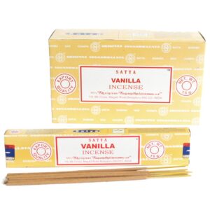 Satya Incense sticks in Vanilla scent, perfect for creating a calming atmosphere.