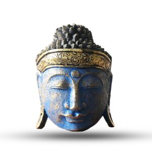 Hand-crafted blue Buddha head decoration, 25cm, exuding serenity and peace.