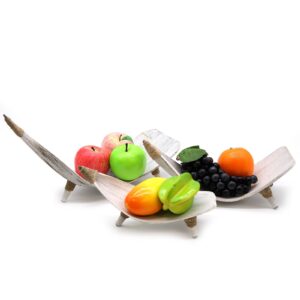 Whitewashed coconut leaf fruit bowl set for home decor and gifting.