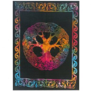 Vibrant cotton wall art featuring a tree with Adam and Eve design.