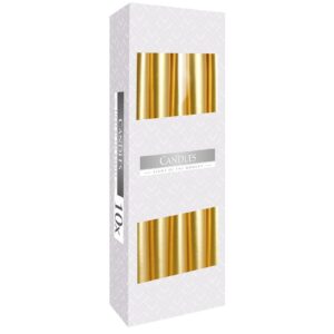 Elegant gold taper candle, perfect for creating a warm ambiance.