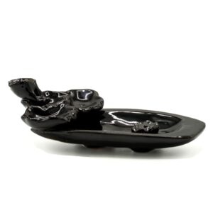 Lotus Pond backflow incense burner with integrated stick holder for serene spaces.