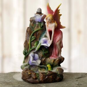 Elegant backflow incense burner designed as a fairy flower garden waterfall.