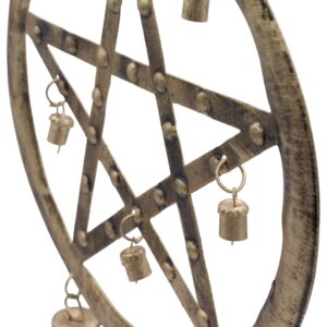 Handcrafted Indian pentagon chime with cow bells, perfect for home decor.