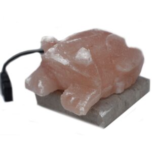 Multicolour Himalayan salt lamp with USB connector and light fitting.
