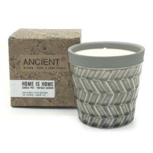 Vintage Garden candle pot with natural soy wax and elegant design.