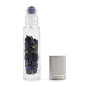 Sodalite gemstone roller bottle with silver cap for essential oils