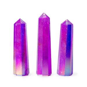 Purple Aurora Crystal Quartz Obelisk with shimmering violet tones.