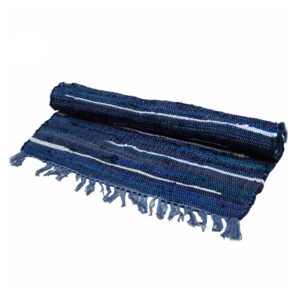 Large rag rug in sophisticated charcoal greys, measuring 150x90cm.