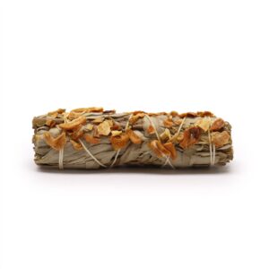 White sage and garlic smudge stick for cleansing and aromatic rituals.