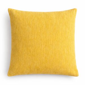 Classic cushion cover in rich marigold tone with woven texture for home decor.