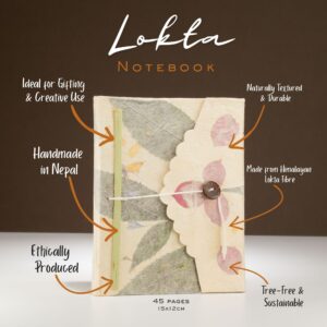 Handmade medium notebook with vibrant purple bougainvillea petals on the cover.