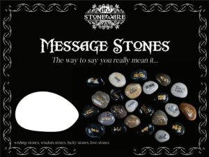 Leaflet featuring inspirational messages on natural stones for mindful living.