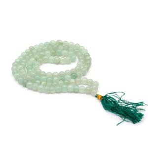 108 bead mala made from green aventurine gemstones for meditation and mindfulness.