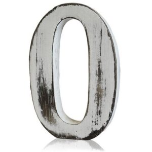 Handmade white letter 'O' from mango wood with a rustic finish.