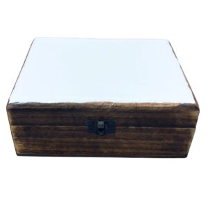 Elegant large white ceramic glazed wood box for home decor and storage.