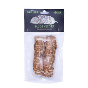 Banjara Smudge bundle made with sage and vetiver for calming spaces.