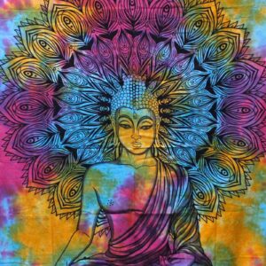 Double cotton bedspread featuring a serene Buddha design, perfect for home decor.