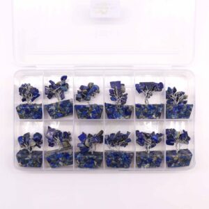 Mini gemstone tree with sodalite stones on an orgonite base, elegantly displayed.