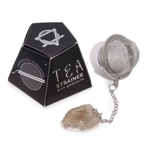 Smoky quartz tea strainer with raw gemstone detail for elegant tea infusion.