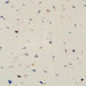 Handmade Lokta wrapping paper with real cornflower petals in soft creamy base.