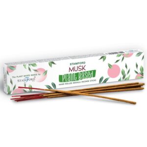 Plant based masala incense sticks with a musk fragrance for a calming atmosphere.