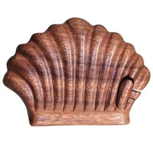 Handmade Sheesham wood Bali Magic Box designed like a sea shell puzzle.