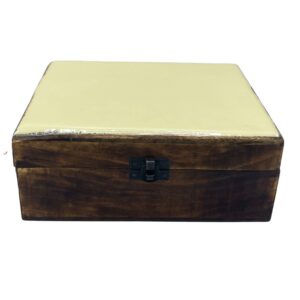 Large ceramic glazed wood box in concrete finish, perfect for home decor.