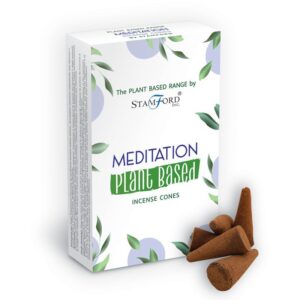 Aromatic plant-based incense cones designed for meditation and relaxation.