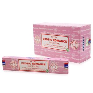 Satya Incense Sticks in Exotic Romance fragrance, perfect for creating a calming atmosphere.