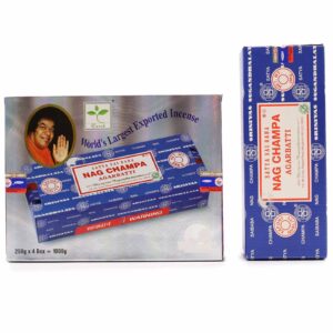 Satya Nagchampa incense sticks in a decorative packaging for aromatic experiences.