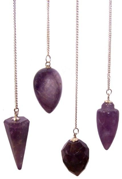 Amethyst pendulum with silver chain and gemstone bead for dowsing and divination.