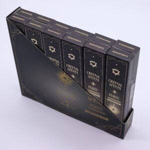 Cinnamon smudge incense sticks with natural pyrite chipstones in a decorative setting.