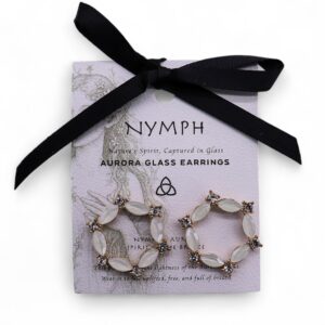 Elegant vintage glass loop earrings in a refined stainless steel setting.