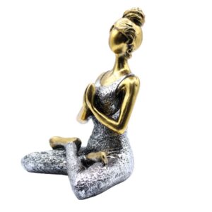 Bronze and silver yoga lady figure, perfect for home decor and mindful living.