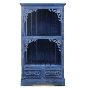 Stylish bluewash Albasia bathroom cabinet with spacious drawers.