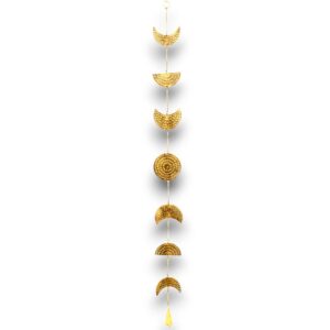 Brass moon phases chime with a bell, elegantly designed for home decor.