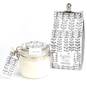 Kilner jar candle with a soft lavender scent, perfect for calming spaces.