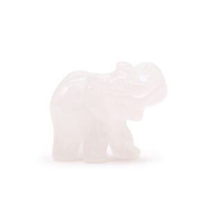 Rose quartz lucky elephant figurine symbolising prosperity and good fortune.