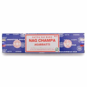 Nag Champa incense sticks in a blue pack, perfect for creating a calming atmosphere.