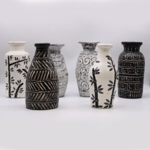 Natural bamboo motif vase showcasing intricate patterns and neutral tones.