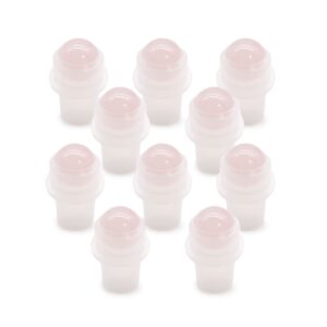 Polished rose quartz gemstone roller tip for smooth oil application.