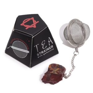Raw crystal gemstone tea strainer featuring Mookaite for elegant tea infusion.