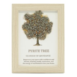 Decorative Tree of Life picture with pyrite gemstone chips in a striking design.